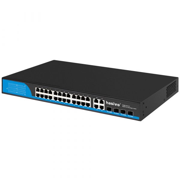 Hasivo 24 Ports Gigabit POE + 4 Gigabit RJ45 Uplinks + 4 Gigabit SFP Uplinks