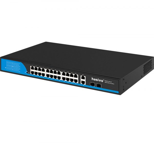Hasivo 24 Ports 100M POE + 2 Gigabit RJ45 Uplinks