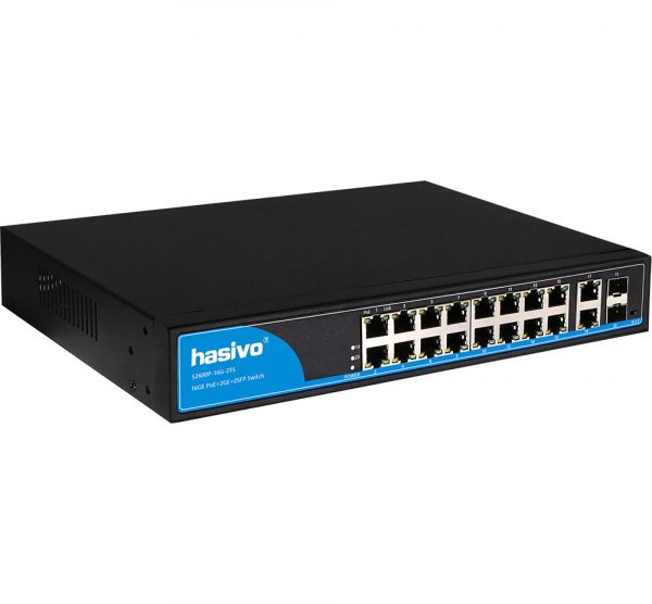 Hasivo 16 Ports Gigabit POE + 2 Gigabit RJ45 Uplinks + 2 Gigabit SFP Uplinks - Image 3