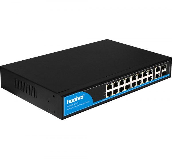 Hasivo Managed 16 Ports Gigabit POE + 2 Gigabit RJ45 Uplinks + 2 Gigabit SFP Uplinks - Image 3