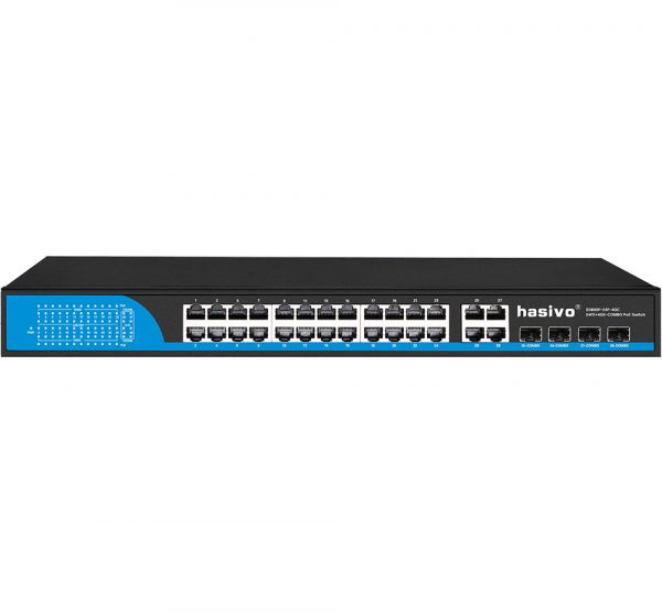 Hasivo 24 Ports 100M POE + 4 Gigabit RJ45 Uplinks + 4 Gigabit SFP Uplinks - Image 3