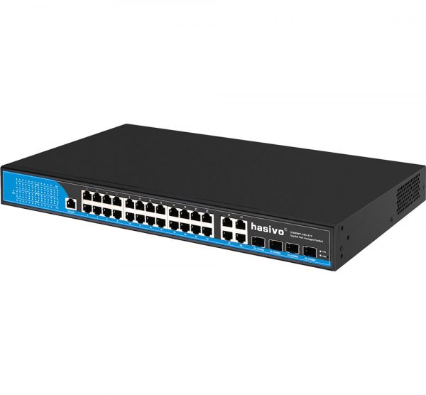 Hasivo Managed 24 Ports Gigabit POE + 4 Gigabit RJ45 Uplinks + 4 Gigabit SFP Uplinks