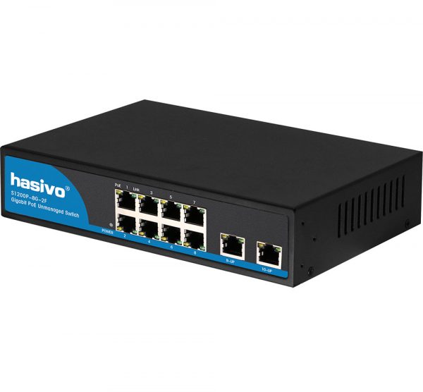 Hasivo 8 Ports Gigabit POE + 2 Gigabit RJ45 Uplinks