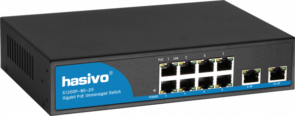 Hasivo 8 Ports Gigabit POE + 2 Gigabit RJ45 Uplinks - Image 3