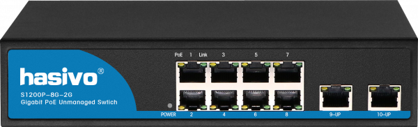 Hasivo 8 Ports Gigabit POE + 2 Gigabit RJ45 Uplinks - Image 2